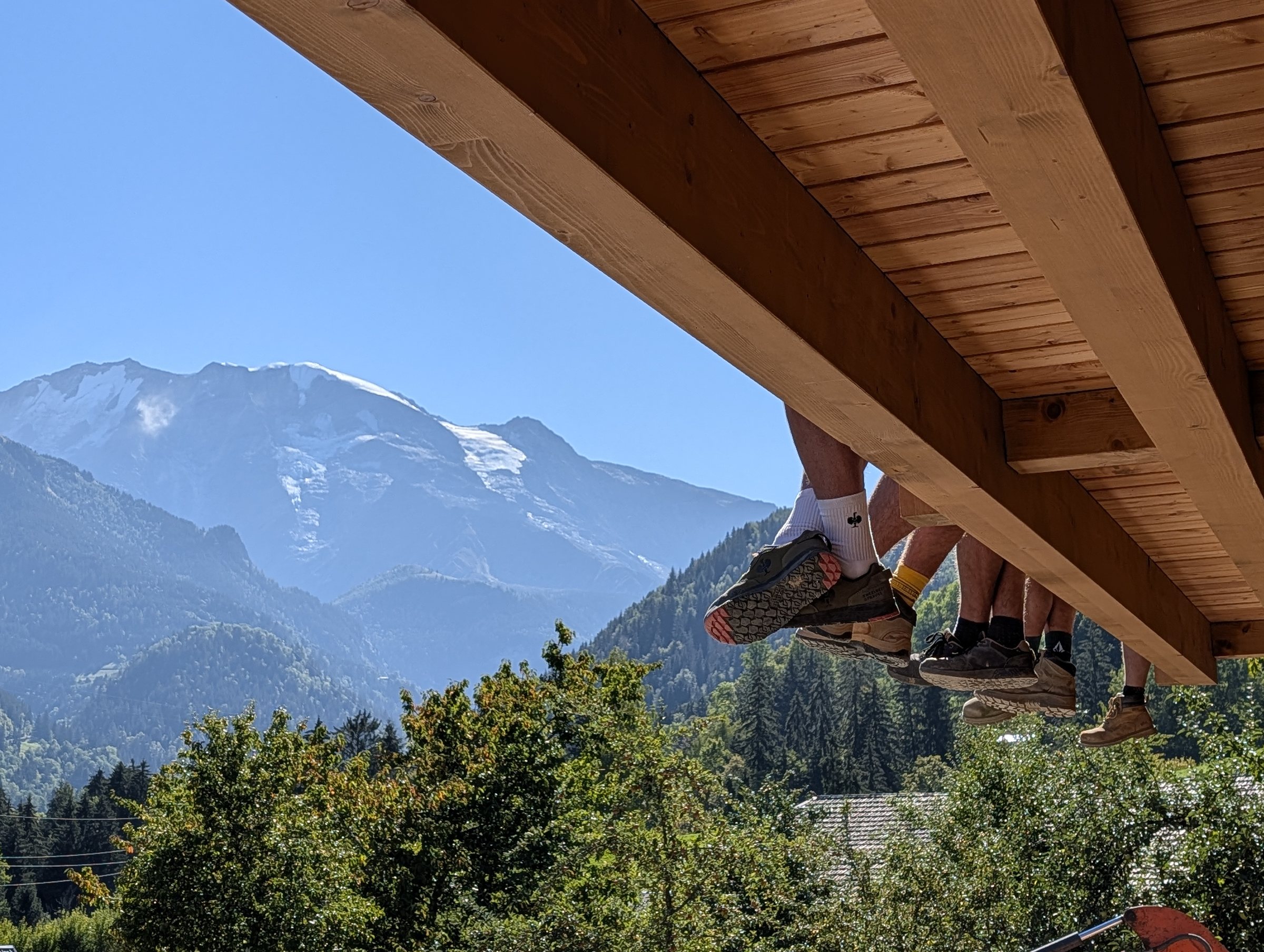 The chalet balcony with its larch cladding