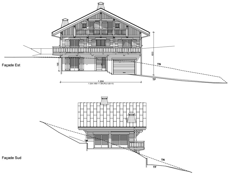 Elevations for the chalet
