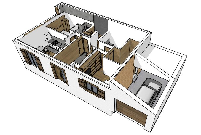 SketchUp view of the ground floor
